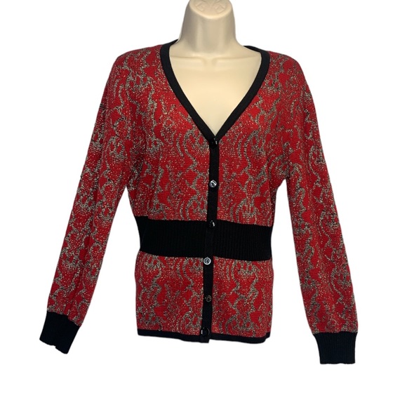 Vintage Ruby Rd. V- Neck Button-Front Cardigan Sweater Size PXL - Picture 1 of 7
